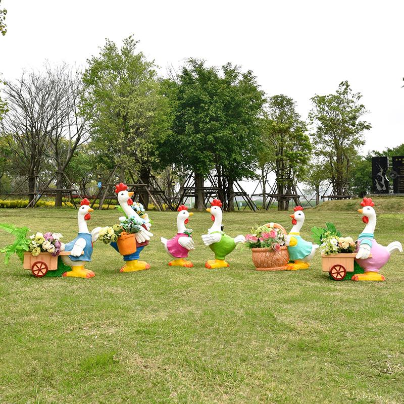 玻璃钢户外卡通花缸兔子雕塑公园林庭院景观草坪小动物装饰品摆件