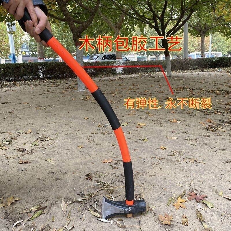 加重5.5斤防震塑料手柄劈柴砍树砍柴轨道钢大号斧头家用破柴斧