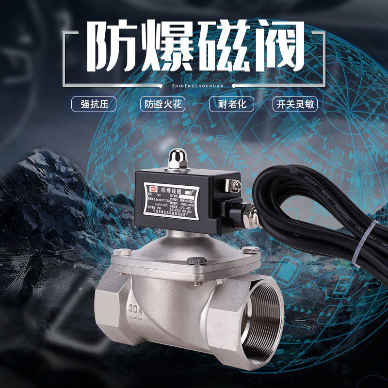 常闭不锈钢防爆电磁阀水阀气阀 AC220VDC24V4分6分1.2寸1.5寸2寸