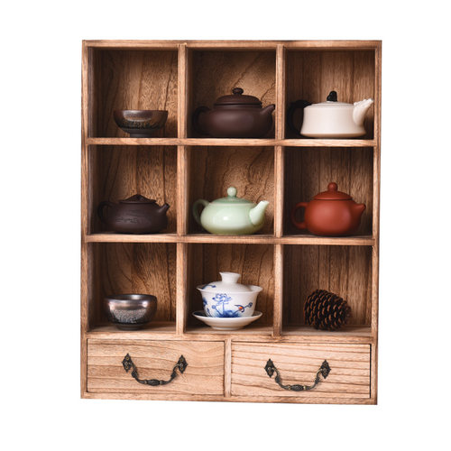 茶壶架 茶杯架 壁挂多宝格 古玩茶宠展示架 小博古架子 格子架