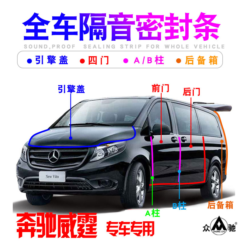 奔驰威霆/V级V260专用车门隔音密封条防尘降噪加改装胶条配件装饰