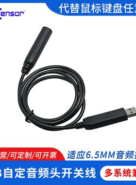 PCsensor 通用USB 自定义6.5音频母头转接口适用脚踏开关鼠标键盘