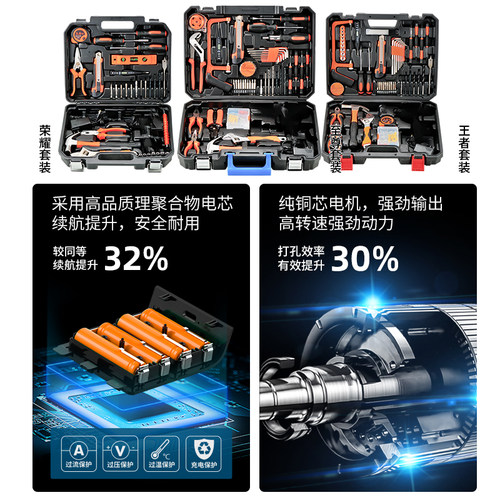 工具箱套装家用多功能五金电工维修组合大全工具园林电钻万能全套