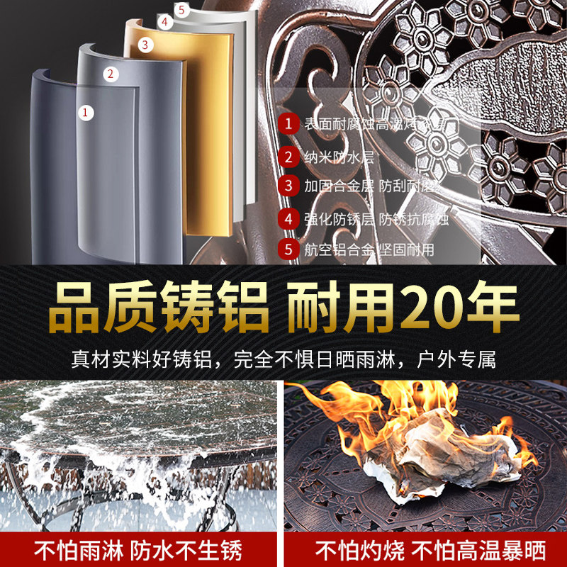 户外桌椅庭院铸铝别墅室外休闲阳台茶桌露天防水防晒院子里的桌椅图片