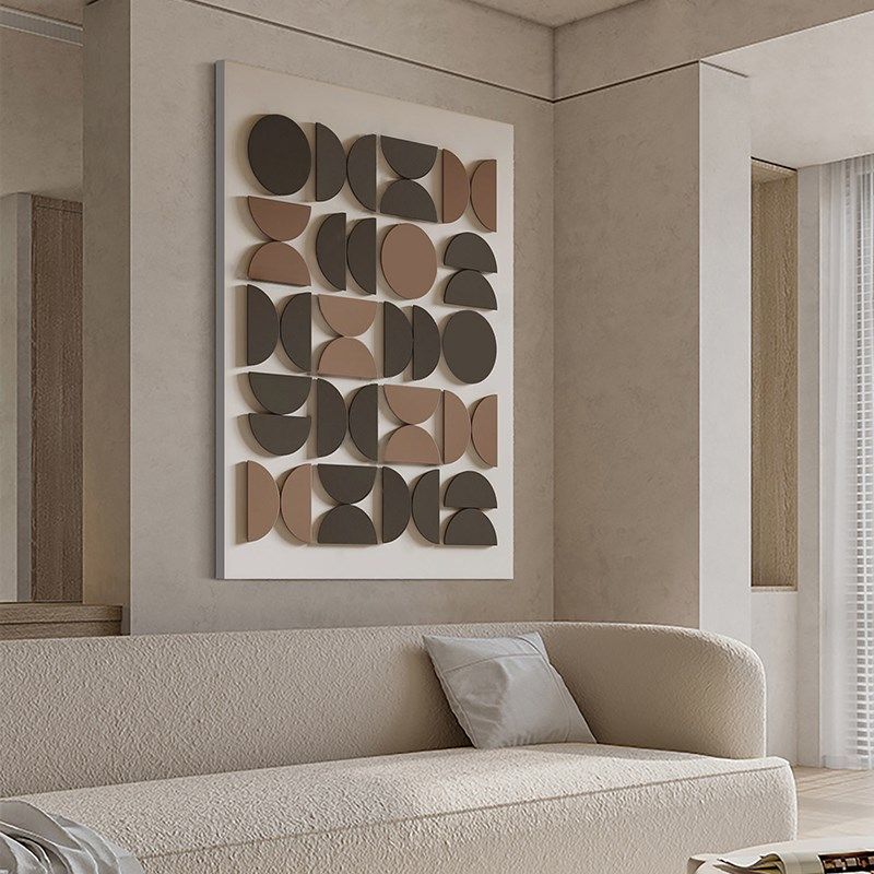 极简侘寂风客厅背景墙装饰画3d立体浮雕玄关壁画样板间售楼部挂画
