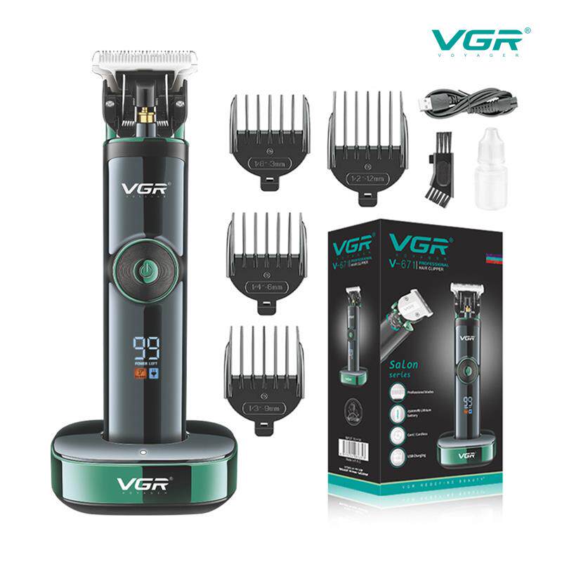VGR专业电推剪 超长续航理发器 液晶显示底座充电大功率剃头推子