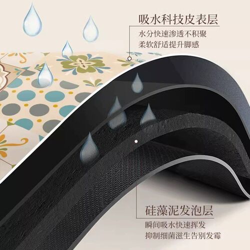 厨房地垫防滑防油可擦免清洗地毯加厚吸水脚垫可裁剪家用入户门垫