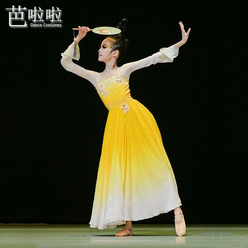 少儿古典舞演出服桃李杯嬉闹舞蹈服大裙摆剧目服装扇子舞表演服女