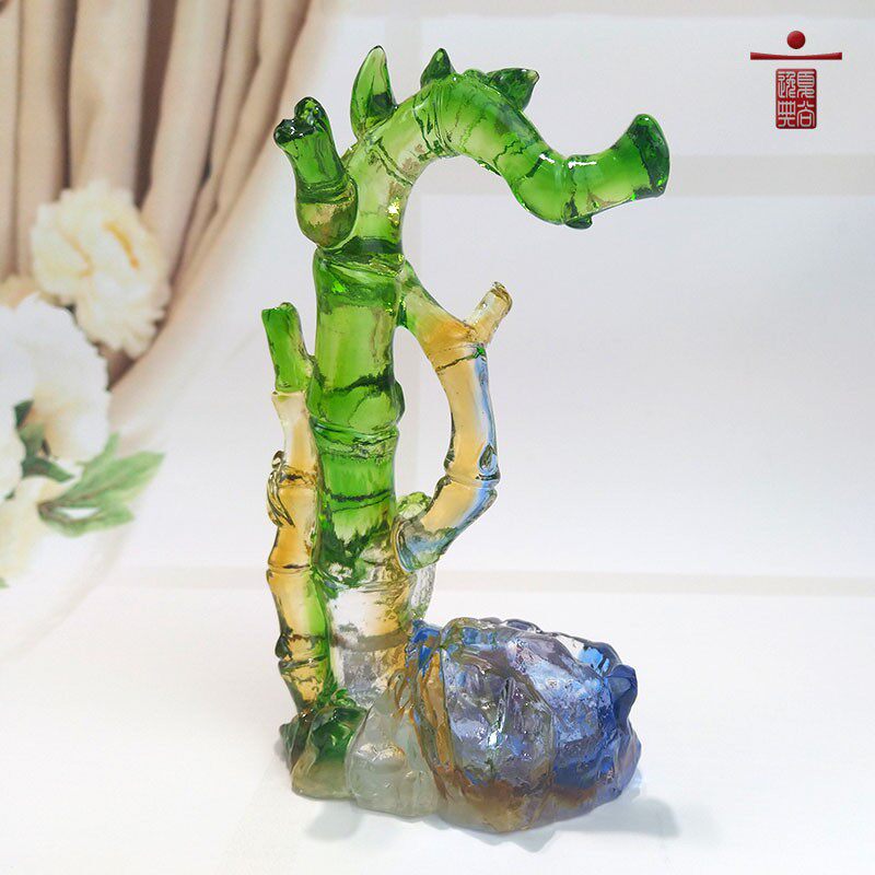 琉璃富贵竹子节节高办公桌上装饰开业礼品送老外创意工艺品小摆件