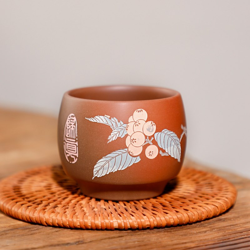 坭兴陶茶杯纯手工彩绘窑变单杯主人杯紫砂杯子陶瓷功夫茶具单个杯