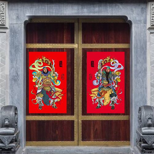 门神门贴年画2022新年春节过年装饰关羽张飞武将霸气特大门神定制