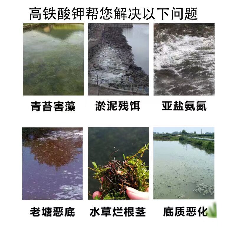高铁酸钾99%鱼塘渔业消毒鱼缸污水杀菌消毒鱼虾蟹鱼塘杀菌消毒剂