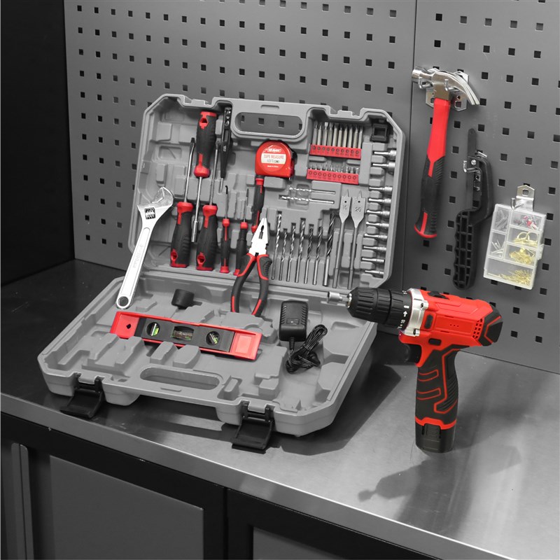165件12V手电钻工具箱家用电动螺丝刀锂电钻多功能手枪钻工具组合