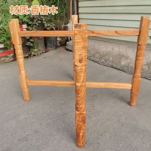 实木大圆桌折叠桌架子方桌餐桌脚架纯木简易折叠桌腿支架桌架桌脚