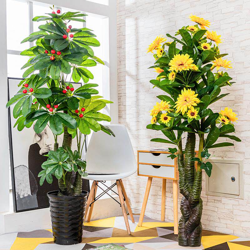发财树绿植假树植物盆栽大型客厅落地室内装饰摆件塑料花盆景