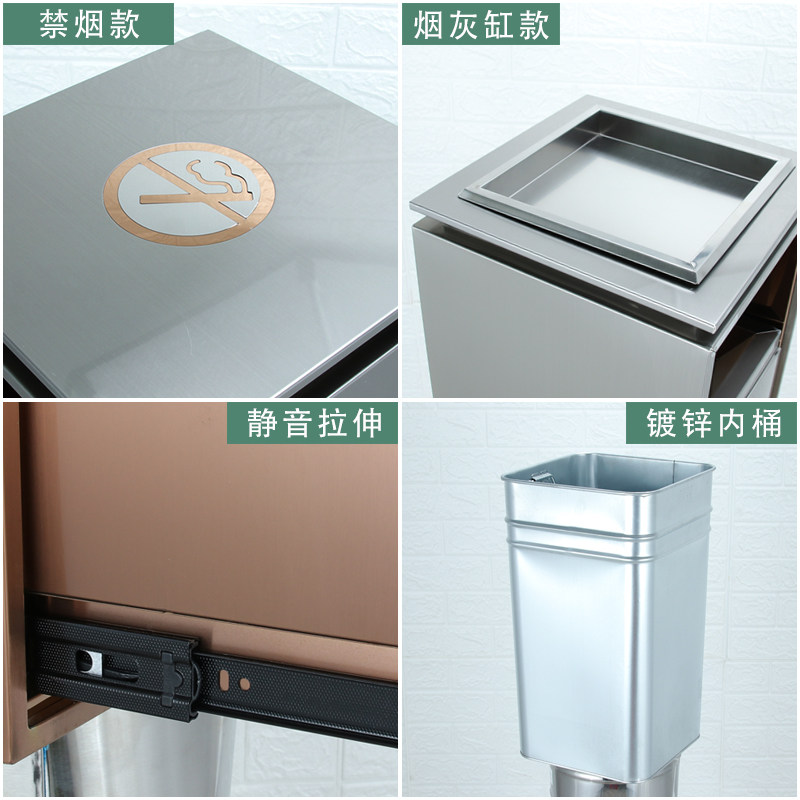 港式不锈钢垃圾桶包邮商场酒店果皮箱大堂圆筒翻盖立式垃圾箱户外