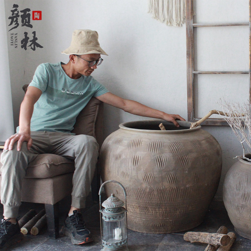土陶花坛陶坛土坛子胖花盆粗陶瓦缸泥罐土罐复古大陶罐大缸种树盆