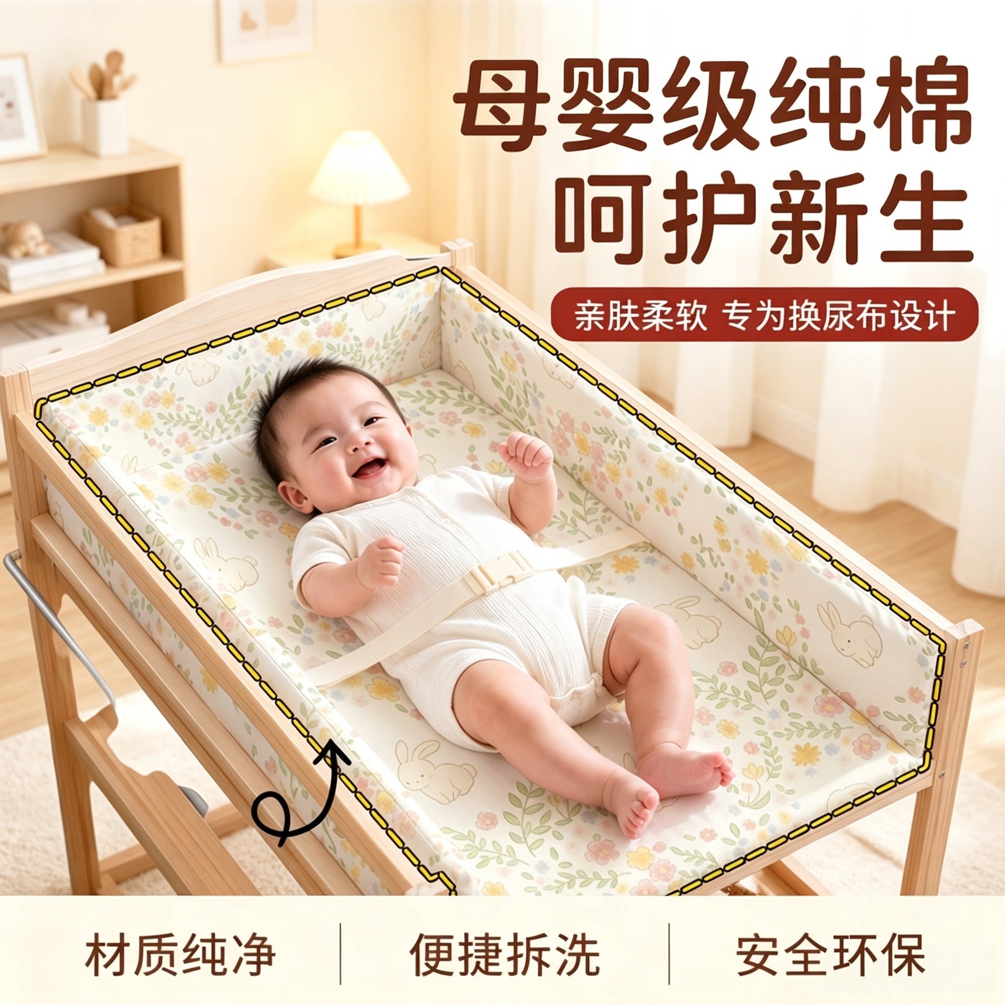 尿布台垫子婴儿护理台纯棉棉垫软垫新生儿专用床垫宝宝小褥子睡垫图片