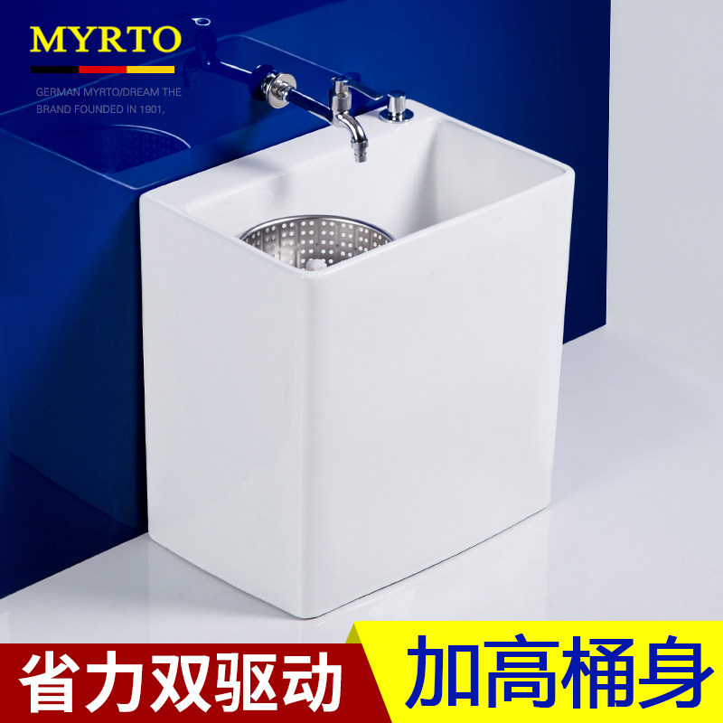 梦越双驱动拖把池阳台陶瓷拖帕池旋转卫生L间家用洗地拖升级加高