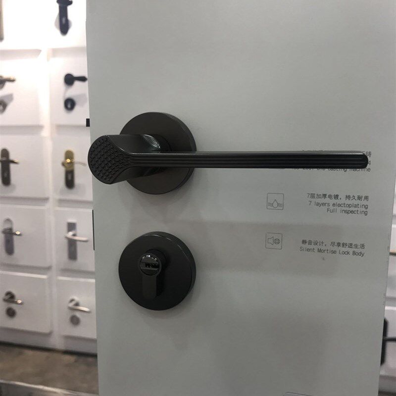 新款 黑色黑镍美式简o约分体门锁室内实木灰黑色房门锁 超静音门