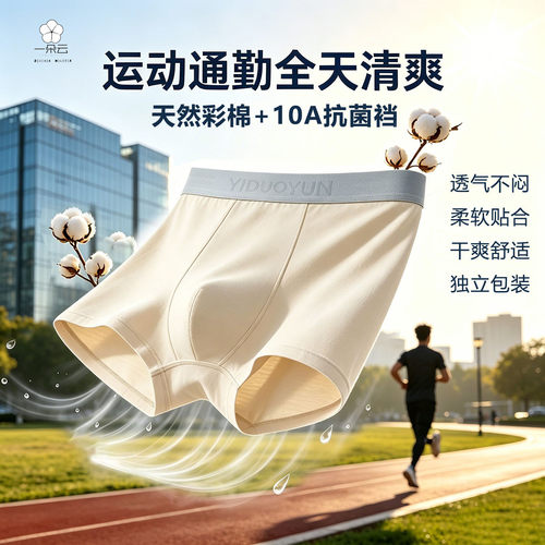 天然无染色彩棉男内裤10a抗菌裆