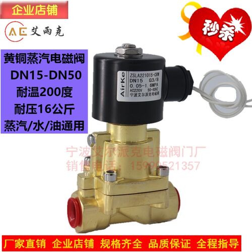 ZSLA铜蒸汽电磁阀,锅炉蒸汽电磁阀,16公斤蒸汽阀 DN15 20 25 32