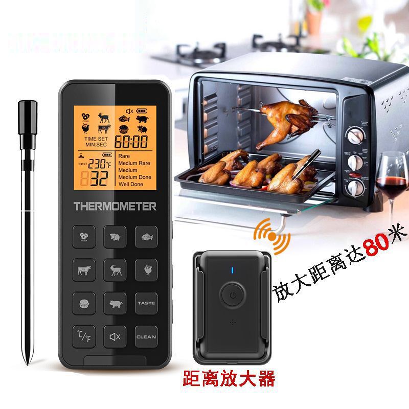 智能烧烤BBQ温度计探针无线厨房家用食品牛排烤肉类温度计带报警