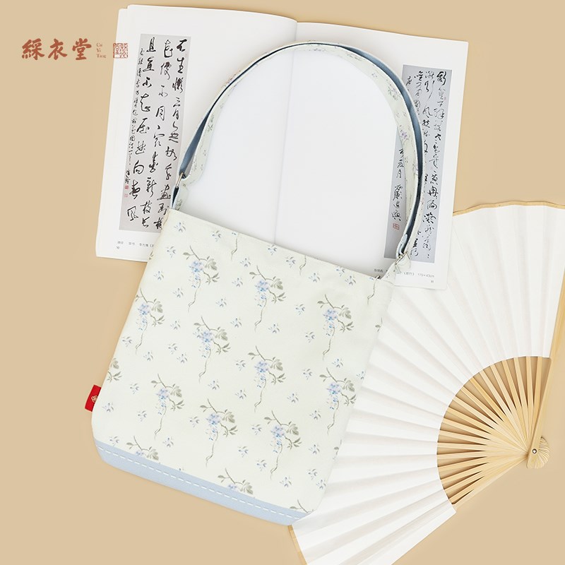 彩衣堂国风清新单肩包大容量斜挎手拎包手提书包学生女春夏碎花AC