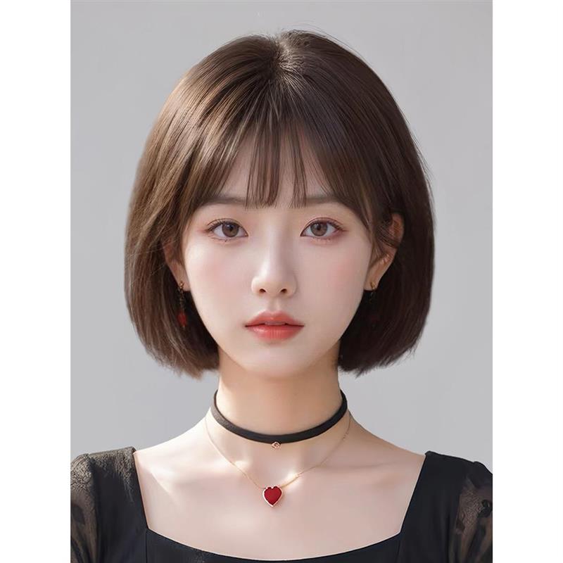 短发假发女全头套真人发丝自然A减龄波波头递针无痕光头假发套整