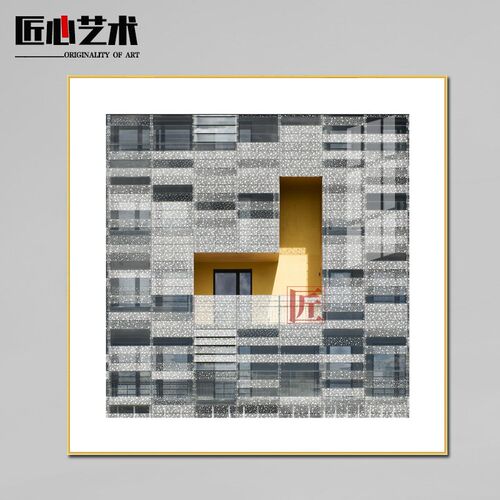 现代简约抽c象建筑晶瓷画 欧式售楼处样板间客厅餐厅走廊过道挂画