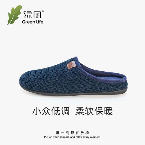 绿风新款居家棉拖鞋男士加大码室内用冬天款保暖防滑Y软底地板静