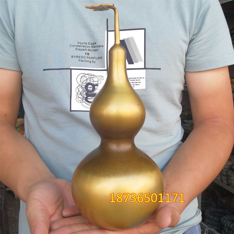 精品纯铜光面葫芦素面八卦镇宅葫芦铜盖葫芦酒葫V芦铜器桌面摆件
