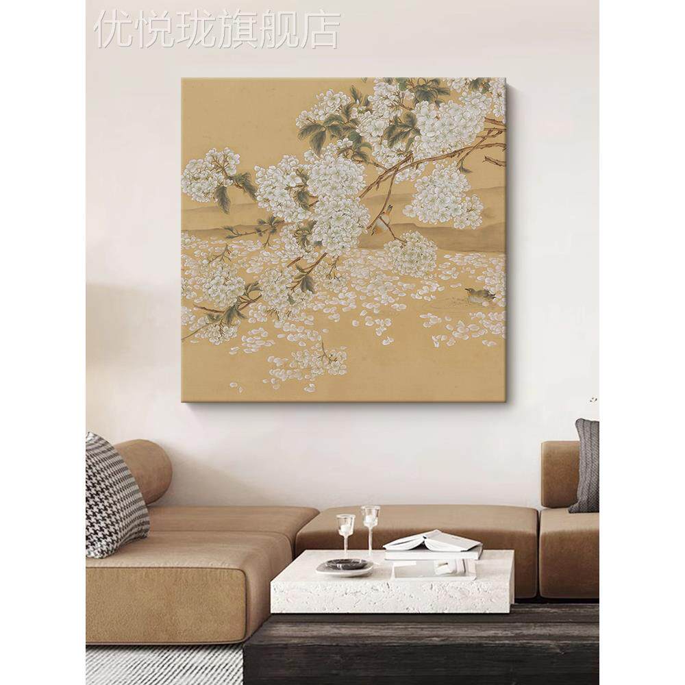 网红大芬村中古花卉纯手绘画油中古肌理画玄N关书房装饰画客茶室