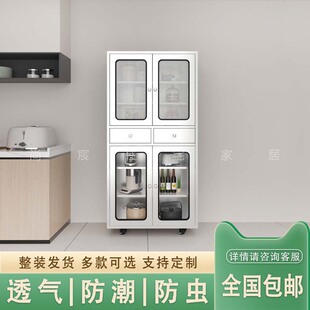 不锈钢厨b房餐柜农村老式餐柜透气整体橱柜茶水柜微波炉放置柜收