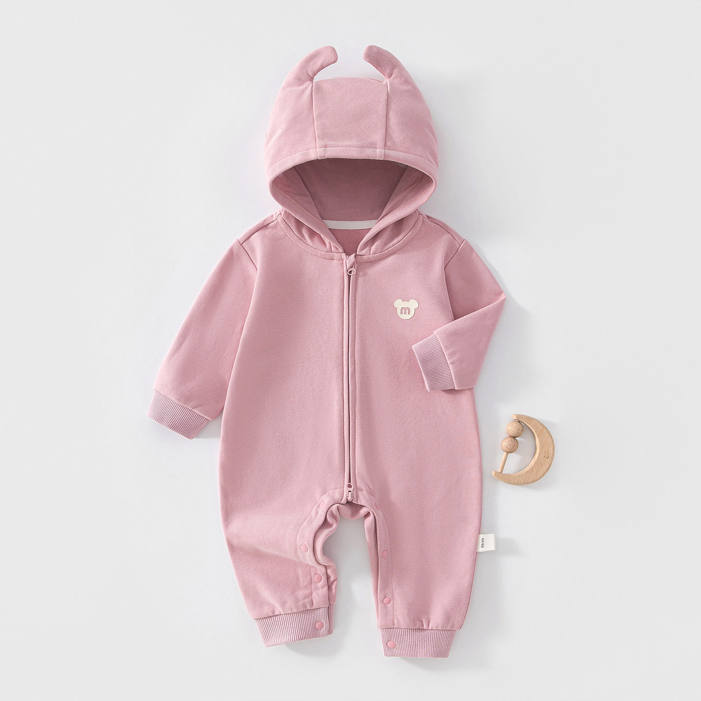 婴儿连帽外出服宝宝复合拉链外穿连体衣秋冬爬服儿童防风哈衣带帽