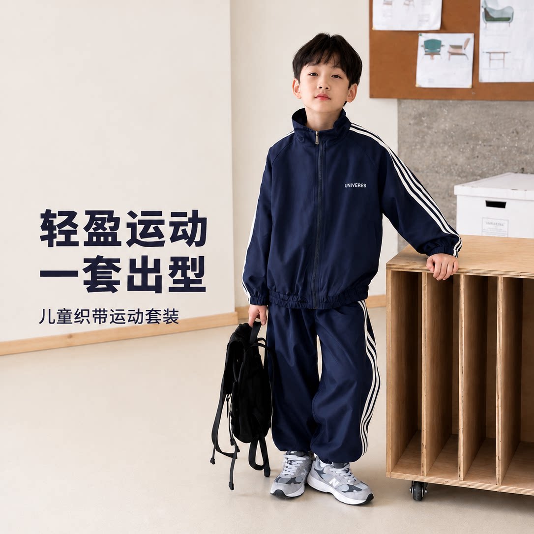 儿童运动套装男童春秋新款中大童立领拉链两件套休闲服