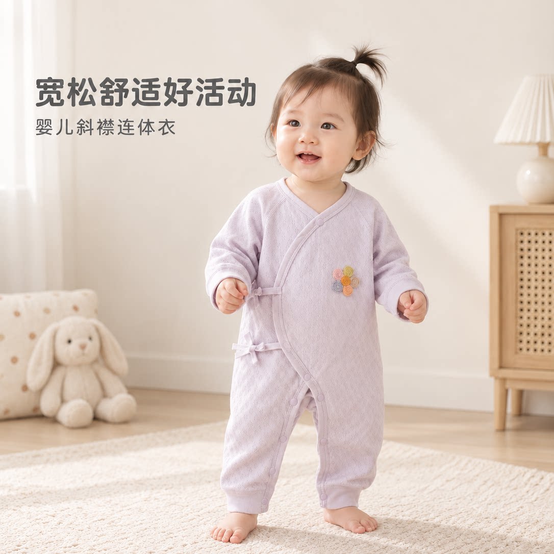 新生婴儿儿衣服春秋款纯棉初生宝宝和尚服婴儿连体衣薄款无骨哈衣