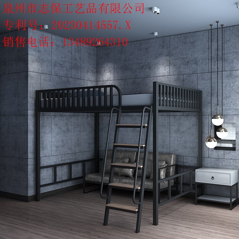 铁艺上铺钢架高低床铁架单层铁床复式阁楼式O高架床上床下桌小户