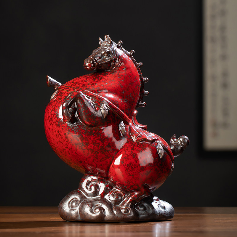 办公桌生肖马摆件l陶瓷唐马摆件小号招财客厅玄关酒柜桌面装饰品