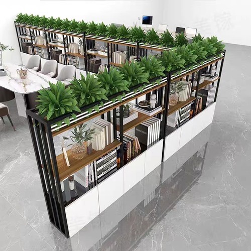 办公室屏风花架隔断柜简约置物架储物柜餐厅铁艺花槽矮.柜绿植围