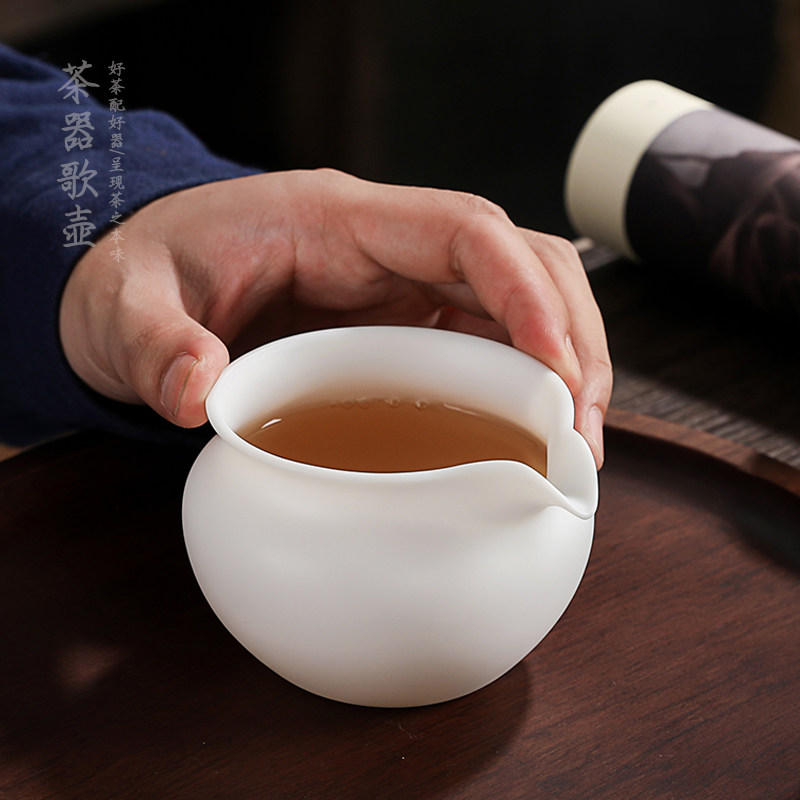 不回留公杯 素烧白瓷鹰嘴分茶z器 陶瓷茶具倒茶器茶海单个分茶杯