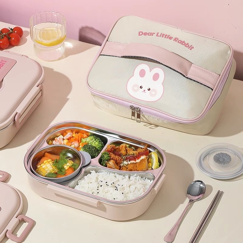 不锈钢分格快餐饭盘上p班族分隔带盖分餐盘小学生儿童餐具食堂打