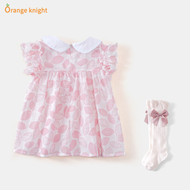 婴儿公主裙夏季新生儿衣服女宝宝娃娃领连衣裙可爱碎花裙子夏装薄