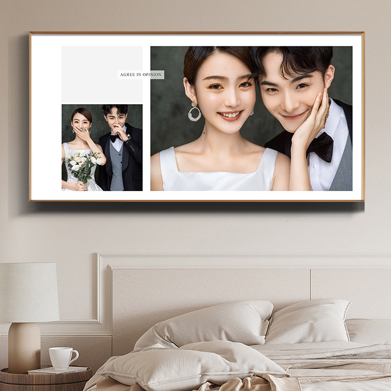 婚纱照相框挂墙放大定制主卧卧室床头结婚照加洗照片打印精修相片