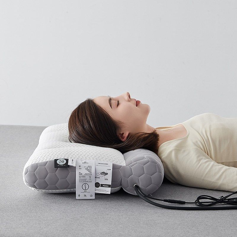乳胶牵引颈椎枕头加热睡眠反弓助单人专用护颈枕芯修复睡觉家用