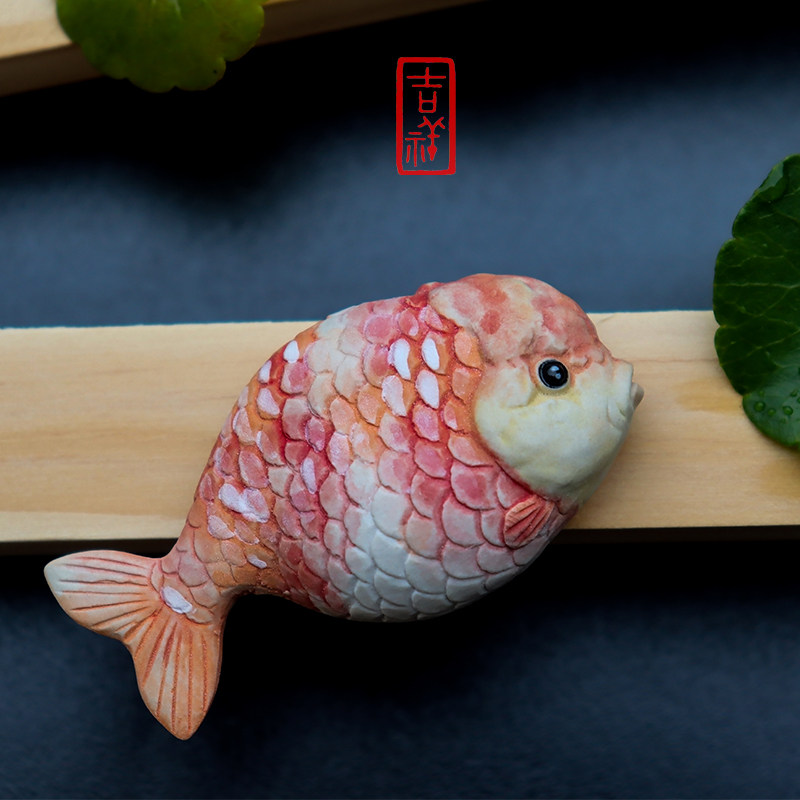 创意纯手工简约卡通可爱小金鱼陶瓷冰箱强磁力贴陶艺装饰品送礼物