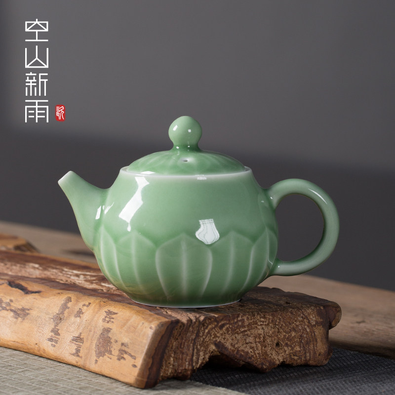 空山新雨功夫茶具茶壶单壶陶瓷纯手工家用中式大号越窑仿古泡茶壶