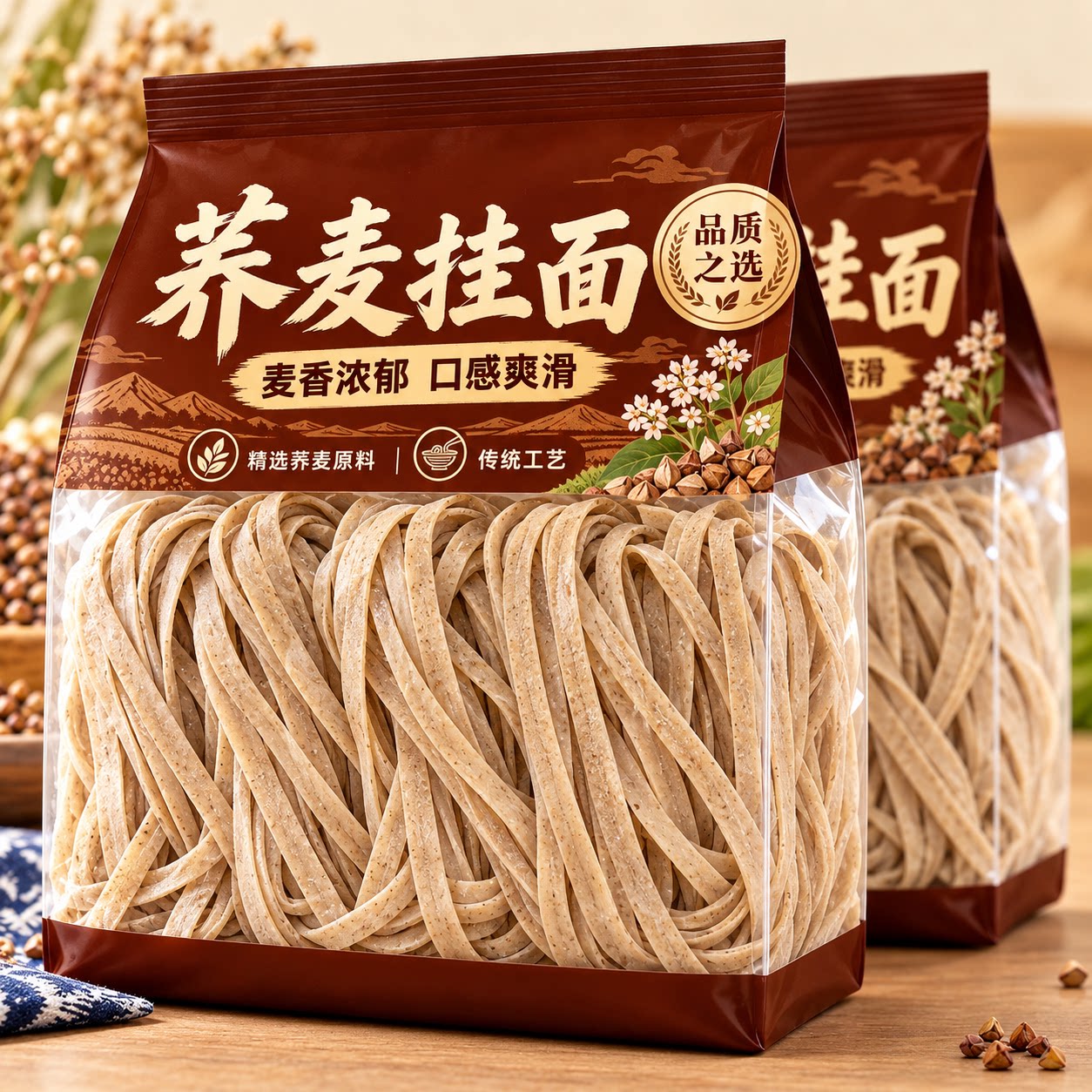 纯荞麦面条官方旗舰店高品质控糖期主食专用精品杂粮粗粮代餐低卡