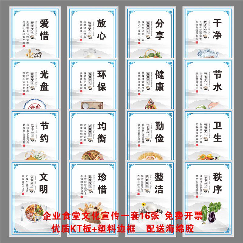企业食堂饮食文化挂图餐厅全套展板标语KT板公司精神上墙