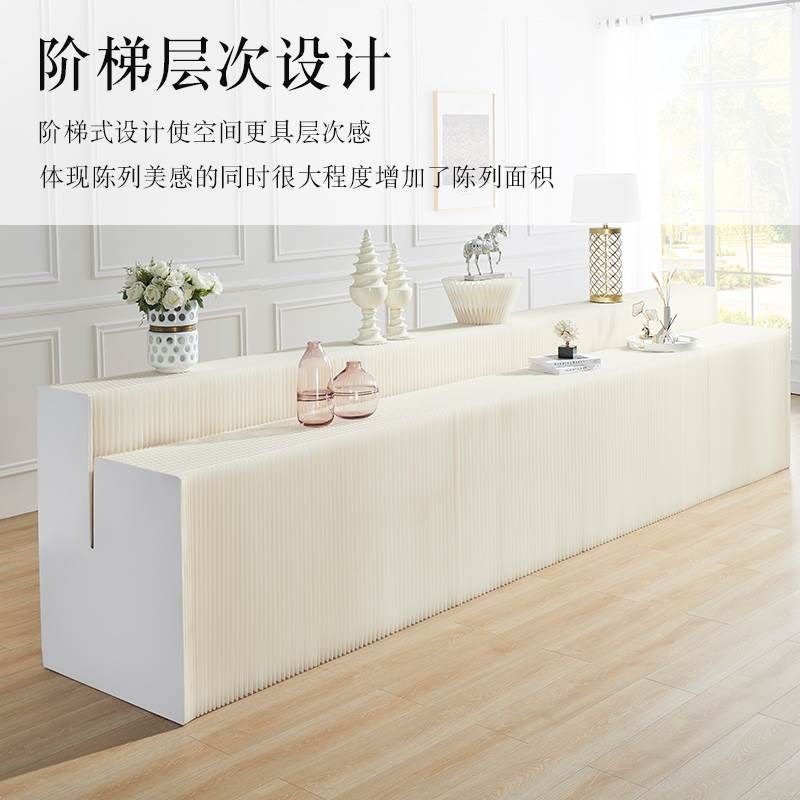 纸艺阶梯展示台中岛展台展会展架多层陈列架产品摆件首饰鞋服陈列